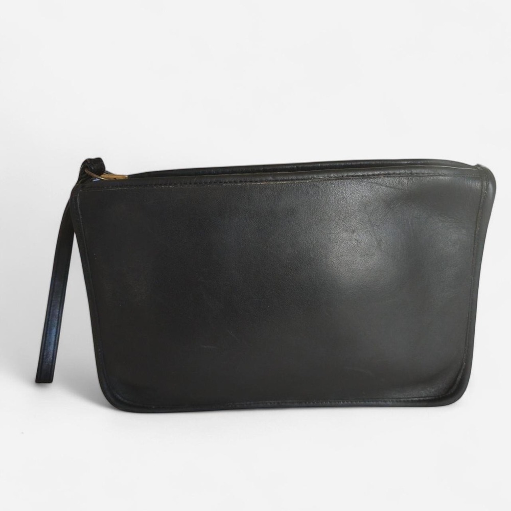 Vintage Coach Bonnie Cashin Basic Zip Clutch Wristlet Black Leather 488-9029 NYC